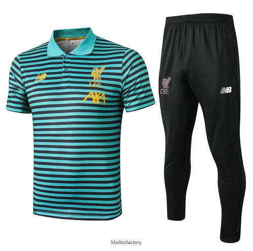 Flocage Kit d'entrainement Maillot Liverpool POLO 2019/20 Vert bande Noir