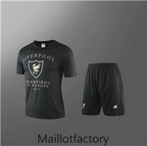 Soldes Kit d'entrainement Maillot Liverpool 2019/20 Noir Col Rond