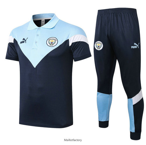 Prix Kit d'entrainement Maillot Manchester City POLO 2020/21 Bleu Clair