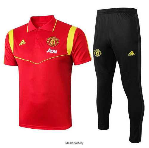 Achetez Kit d'entrainement Maillot Manchester United POLO 2019/20 Rouge/Noir