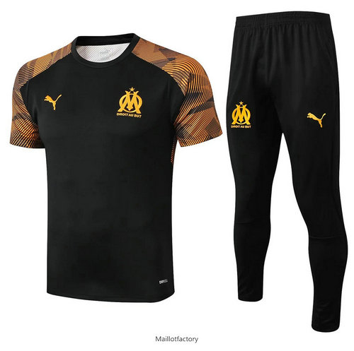 Soldes Kit d'entrainement Maillot Marseille 2019/20 Jaune/Noir Col Rond