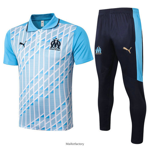 Pas cher Kit d'entrainement Maillot Marseille POLO 2020/21 Bleu Clair