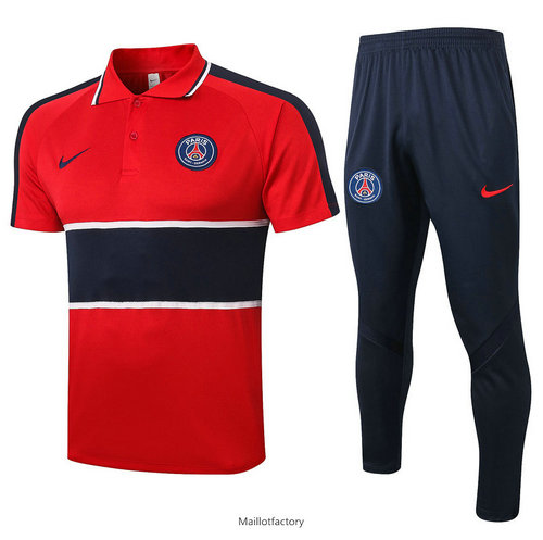 Achat Kit d'entrainement Maillot PSG POLO 2020/21 Rouge/Bleu Marine