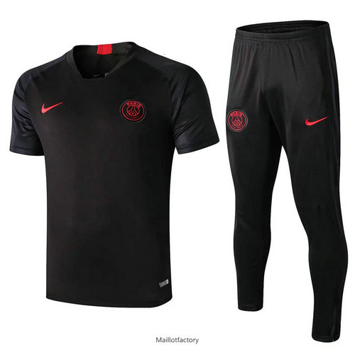 Pas cher Kit d'entrainement Maillot PSG 2019/20 Noir Col V