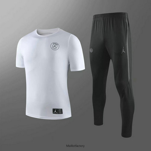 Nouveaux Kit d'entrainement Maillot PSG 2019/20 Blanc/Noir Col Rond