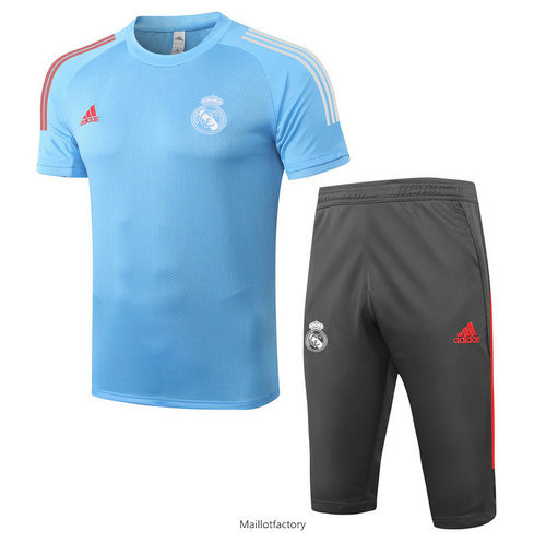 Soldes Kit d'entrainement Maillot Real Madrid 3/4 2020/21 Bleu Clair