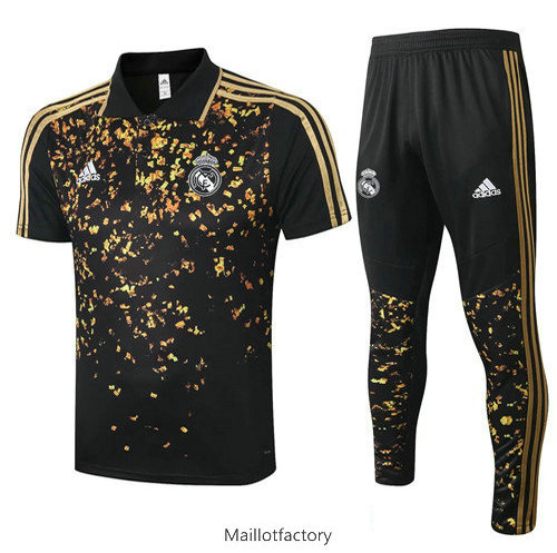 Soldes Kit d'entrainement Maillot Real Madrid POLO 2020/21 Noir/Jaune