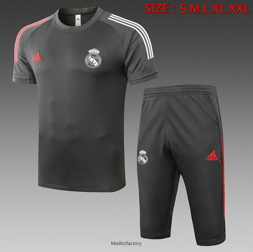 Soldes Kit d'entrainement Maillot Real Madrid 3/4 2020/21 Gris foncé