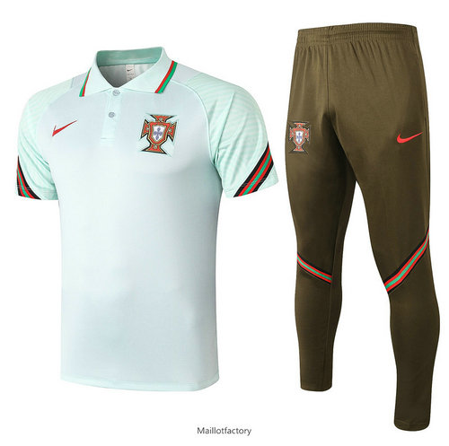 Pas cher Kit d'entrainement Maillot Portugal POLO 2020/21 Vert