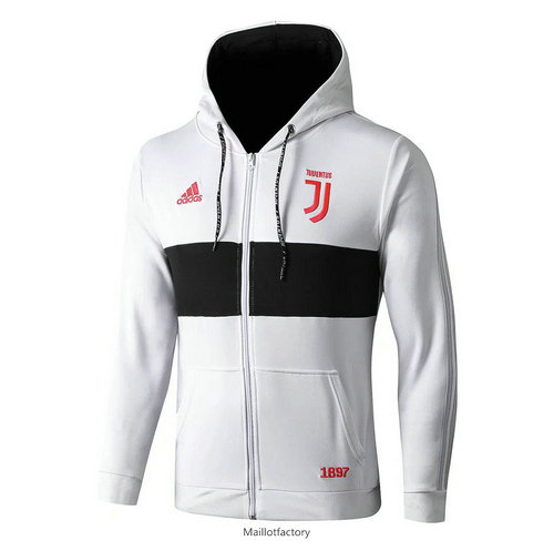 Achat Veste a Capuche Juventus 2019/20 Blanc/Noir