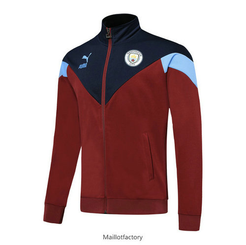 Vente Veste Manchester City 2019/20 Rouge/Bleu Col Haut