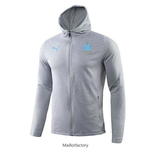 Prix Veste a Capuche Marseille 2019/20 Gris Blanc