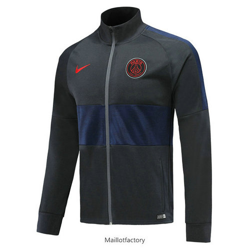 Pas cher Veste PSG 2019/20 Noir/Bleu Marine Col Haut