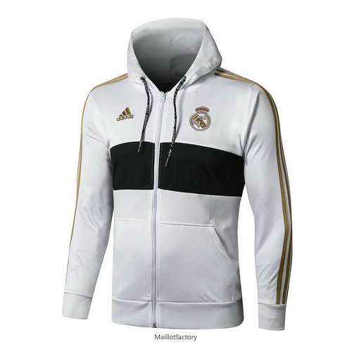 Achat Veste a Capuche Real Madrid 2019/20 Blanc/Noir