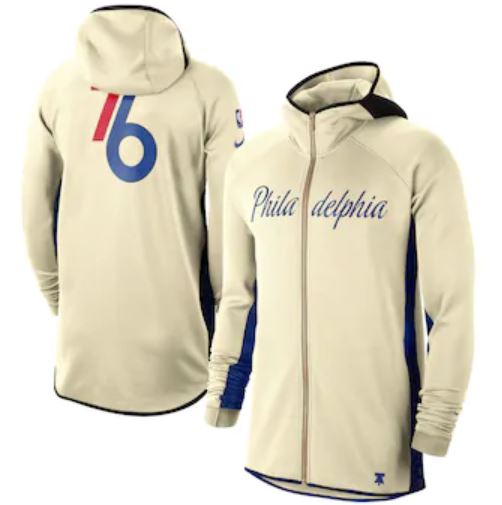 Achetez Maillot du Veste Survetement A Capuche Philadelphia 76ers - Crème