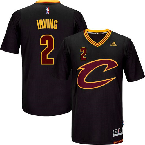 Nouveaux Maillot du Kyrie Irving, Cleveland Cavaliers - Noir Sleeve Swingman