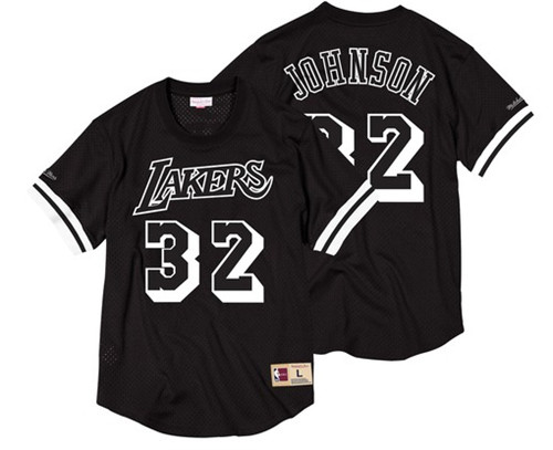 Flocage Maillot du Magic Johnson, Los Angeles Lakers - Mitchell & Ness Noir & Blanc