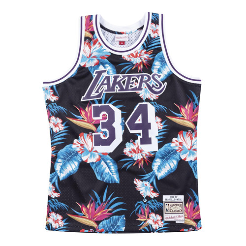 Flocage Maillot du Shaquille O'Neal, Los Angeles Lakers - Mitchell & Ness Floral Pack