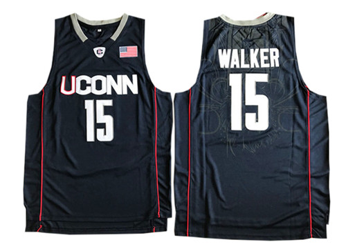 Nouveaux Maillot du Kemba Walker, Connecticut Huskies [Bleu Marine Bleu]