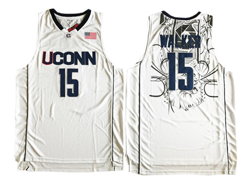 Nouveaux Maillot du Kemba Walker, Connecticut Huskies [Blanc]