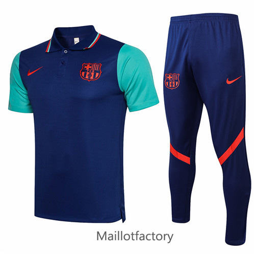 Achat Kit d'entrainement Maillot du Barcelone POLO 2021/22 Bleu/Vert