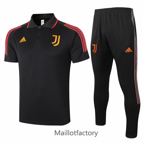 Achat Kit d'entrainement Maillot du Juventus POLO 2020/21 Noir/Rouge