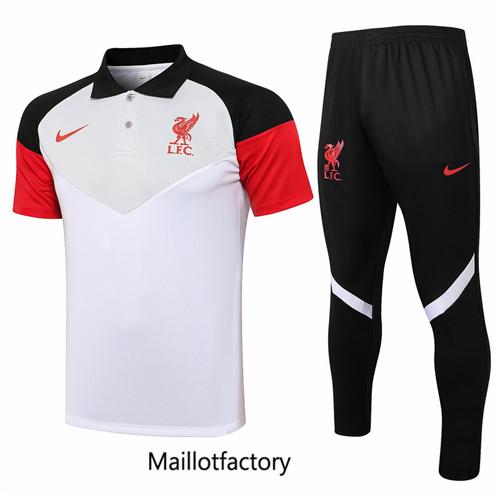 Achat Kit d'entrainement Maillot du Liverpool POLO 2021/22 Blanc/Gris