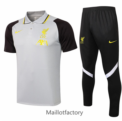 Achat Kit d'entrainement Maillot du Liverpool POLO 2021/22 Gris Clair