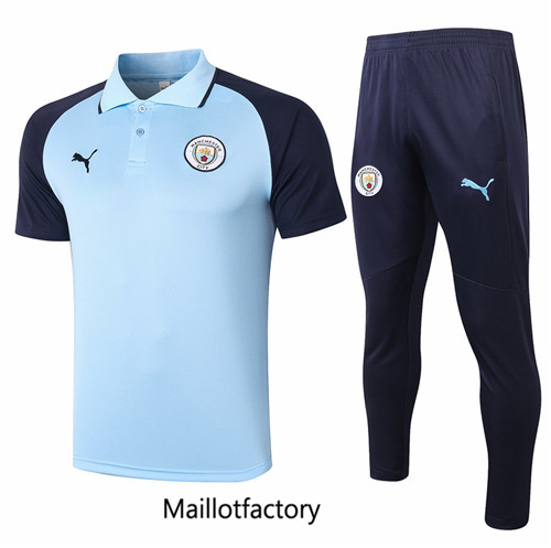 Achat Kit d'entrainement Maillot du Manchester City POLO 2020/21 Bleu clair/Bleu Marine