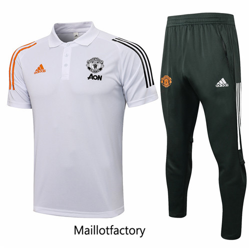 Achat Kit d'entrainement Maillot du Manchester United POLO 2021/22 Blanc