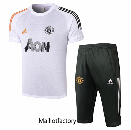 Achat Kit d'entrainement Maillot du Manchester United 3/4 2020/21 Blanc