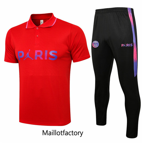 Achat Kit d'entrainement Maillot du Paris PSG Jordan POLO 2021/22 Rouge