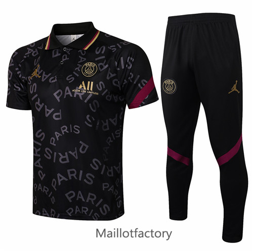 Achat Kit d'entrainement Maillot du PSG Jordan POLO 2021/22 Noir