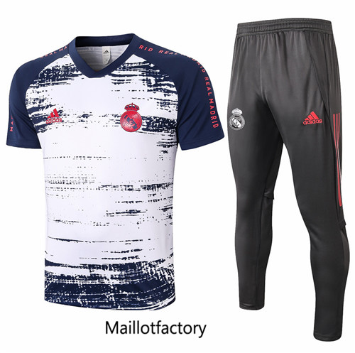 Achat Kit d'entrainement Maillot du Real Madrid 2020/21 Blanc/Bleu Marine