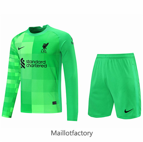 Achat Maillot du Liverpool 2021/22 Gardien de but + Short Manche Longue Vert