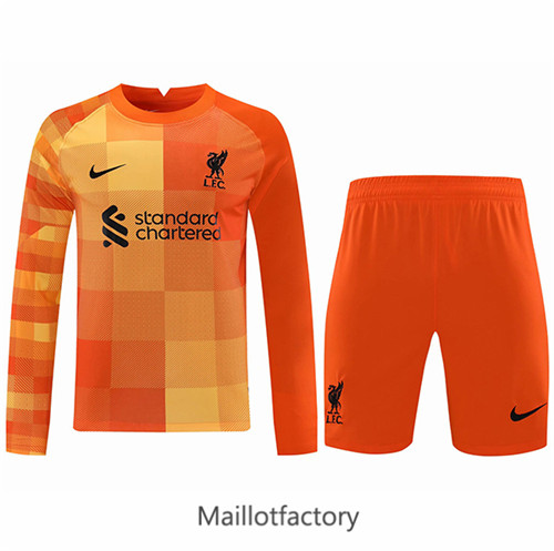 Achat Maillot du Liverpool 2021/22 Gardien de but + Short Manche Longue Orange