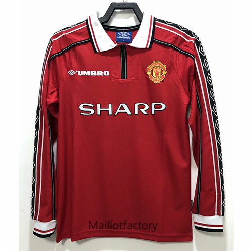 Achat Maillot du Retro Manchester United 1998 Domicile Manche Longue