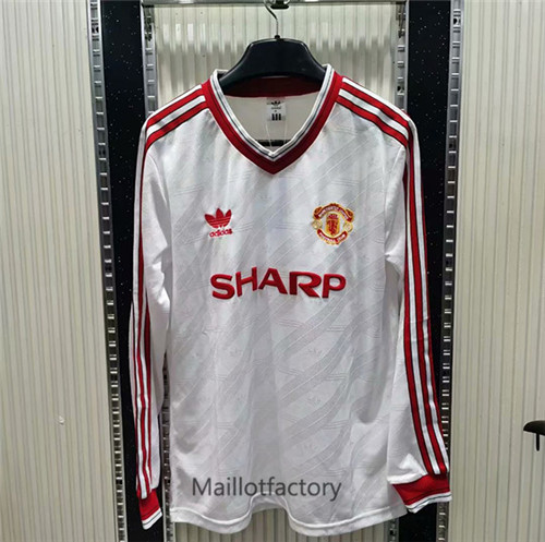 Achat Maillot du Retro Manchester United 1986 Manche Longue Blanc