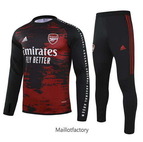 Achat Survetement du foot Arsenal 2021/22 Rouge/Noir Col Rond