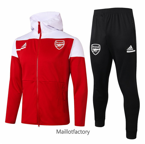 Achat Veste Survetement du foot Arsenal 2020/21 à Capuche Rouge