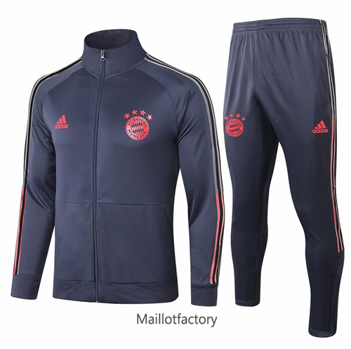 Achat Veste Survetement du foot Bayern Munich 2020/21 Bleu Marine Col Haut