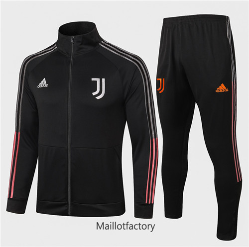 Achat Veste Survetement du foot Juventus 2020/21 Noir Col Haut