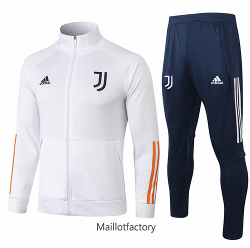 Achat Veste Survetement du foot Juventus 2020/21 Blanc Col Haut