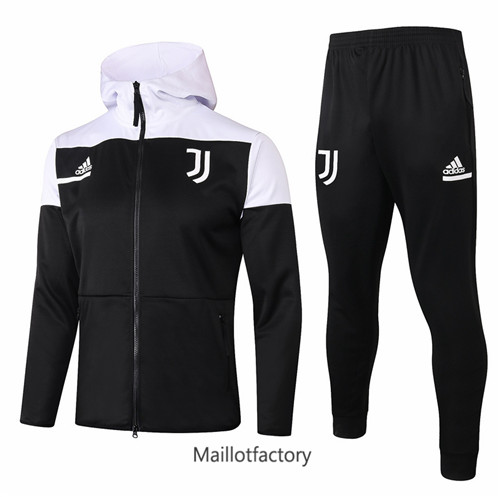 Achat Veste Survetement du foot Juventus 2020/21 à Capuche Noir/Blanc