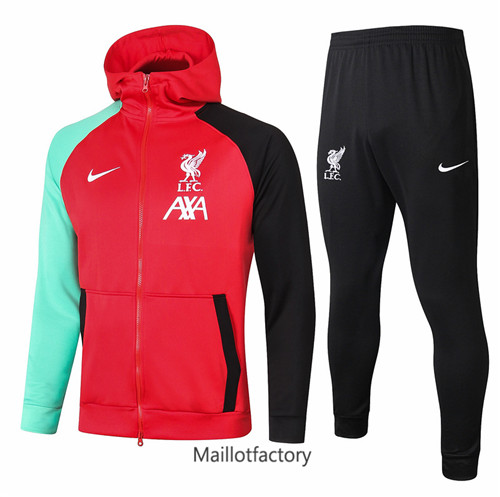 Achat Veste Survetement du foot Liverpool 2021/22 à Capuche Rouge