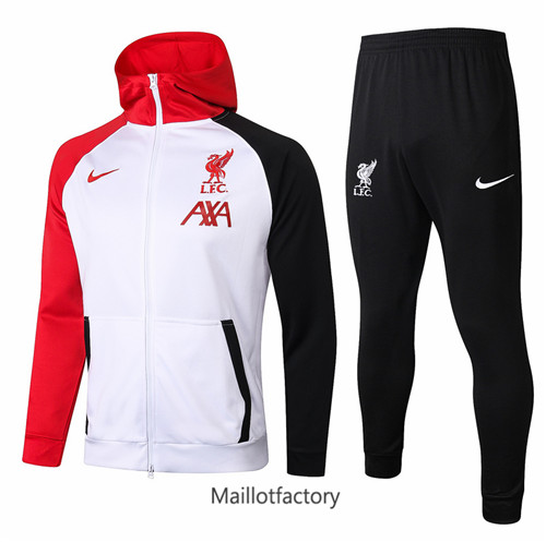 Achat Veste Survetement du foot Liverpool 2020/21 à Capuche Blanc