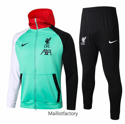 Achat Veste Survetement du foot Liverpool 2020/21 à Capuche Vert