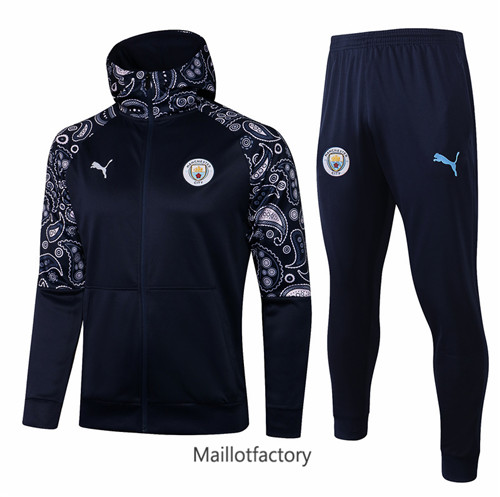 Achat Veste Survetement du foot Manchester City 2021/22 a Capuche Bleu Marine