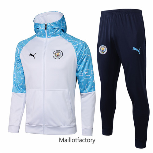 Achat Veste Survetement du foot Manchester City 2021/22 a Capuche Blanc