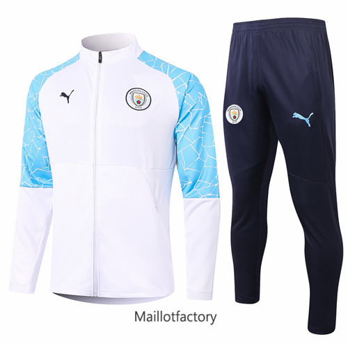 Achat Veste Survetement du foot Manchester City 2020/21 Blanc